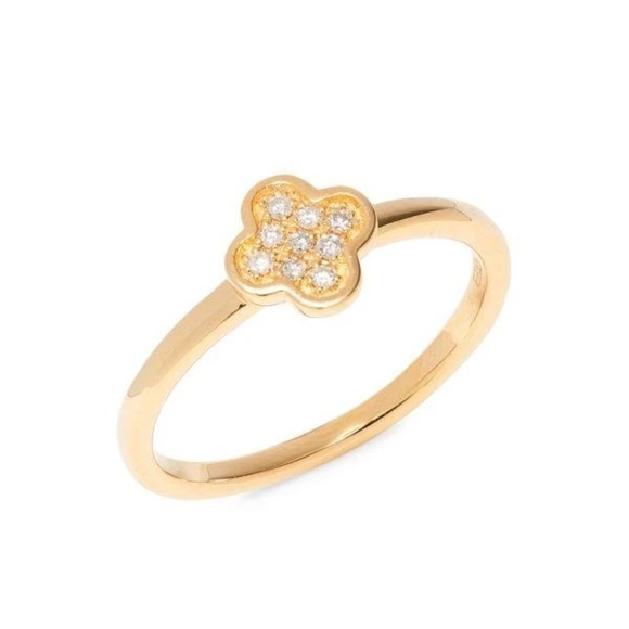 EFFY ENY Women's 14K Yellow Goldplated Sterling Silver Diamond Floral Ring 7 - Picture 1 of 11